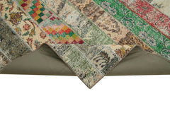 Kırk Yama Gri Patchwork Pamuk Yün El Dokuma Halısı 202x303 Agacan