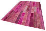 Kırk Yama Pembe Patchwork Pamuk Yün El Dokuma Halısı 205x304 Agacan