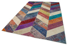 Kırk Yama Gri Patchwork Pamuk Yün El Dokuma Halısı 196x299 Agacan