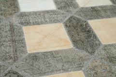 Kırk Yama Gri Patchwork Pamuk Yün El Dokuma Halısı 198x305 Agacan