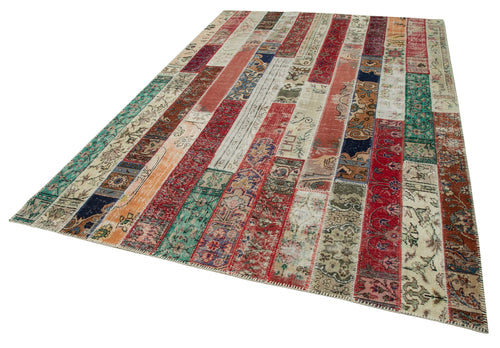 Kırk Yama Gri Patchwork Pamuk Yün El Dokuma Halısı 201x302 Agacan