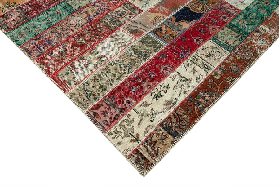 Çok Renkli El Dokuma Halı 30-70 Yıllık Patchwork 201x302 cm 31091 – Oturma odası kullanımı
