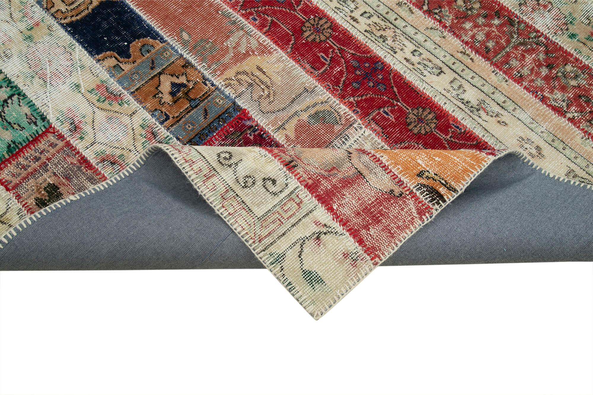 Kırk Yama Gri Patchwork Pamuk Yün El Dokuma Halısı 201x302 Agacan