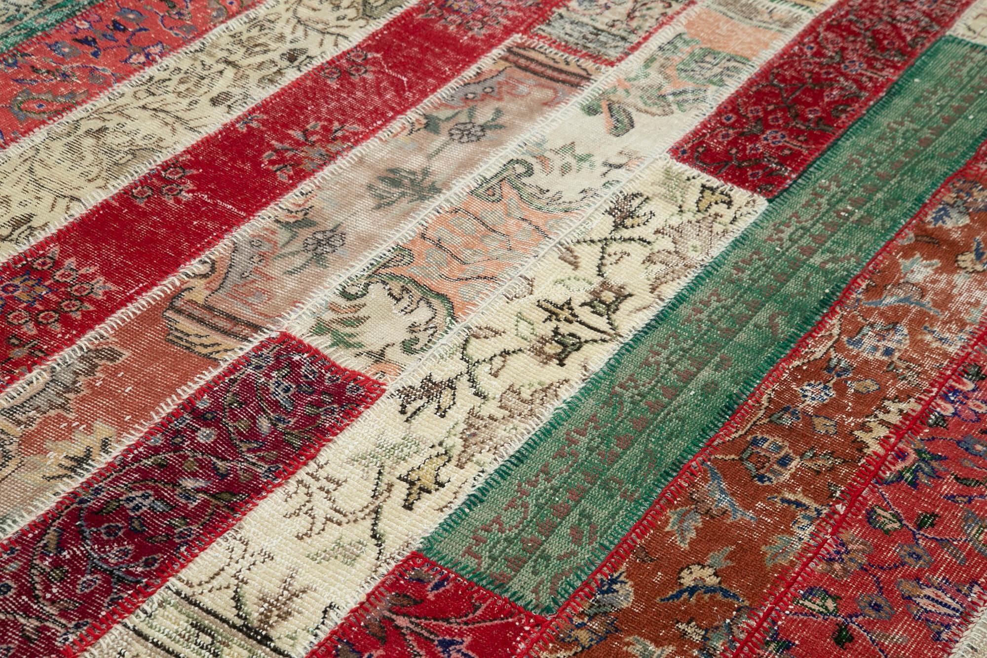 Kırk Yama Gri Patchwork Pamuk Yün El Dokuma Halısı 202x300 Agacan