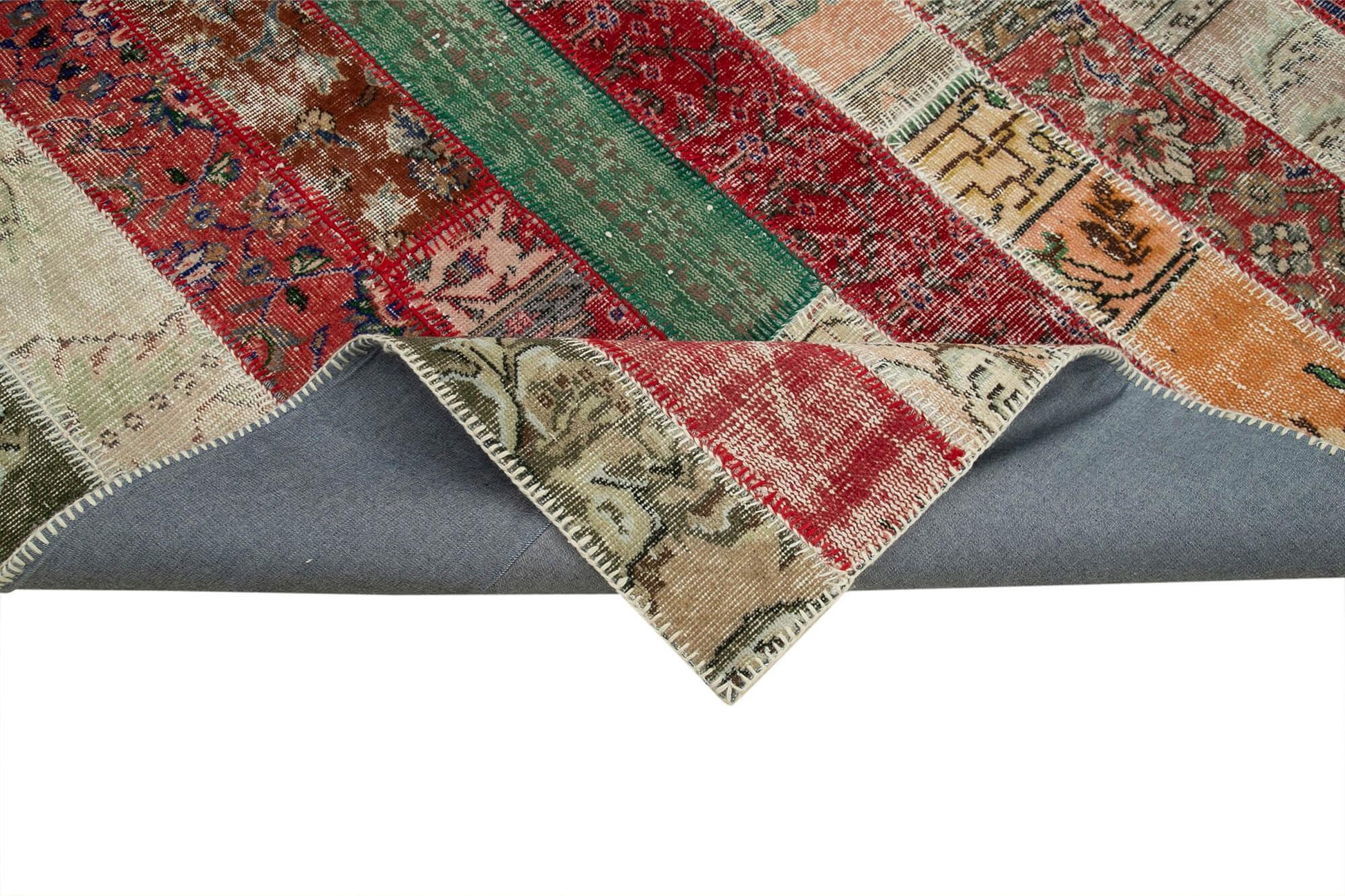 Kırk Yama Gri Patchwork Pamuk Yün El Dokuma Halısı 202x300 Agacan