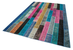 Kırk Yama Gri Patchwork Pamuk Yün El Dokuma Halısı 200x300 Agacan