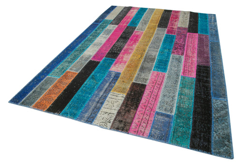 Kırk Yama Gri Patchwork Pamuk Yün El Dokuma Halısı 200x300 Agacan