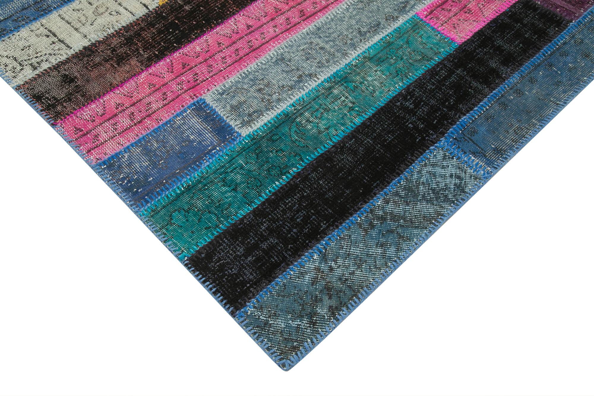 Kırk Yama Gri Patchwork Pamuk Yün El Dokuma Halısı 200x300 Agacan