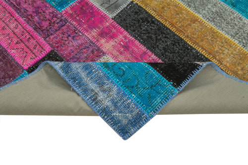 Kırk Yama Gri Patchwork Pamuk Yün El Dokuma Halısı 200x300 Agacan