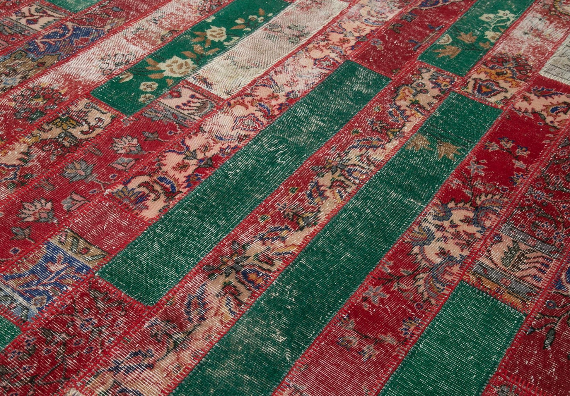 Kırk Yama Gri Patchwork Pamuk Yün El Dokuma Halısı 200x301 Agacan