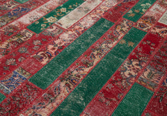 Kırk Yama Gri Patchwork Pamuk Yün El Dokuma Halısı 200x301 Agacan