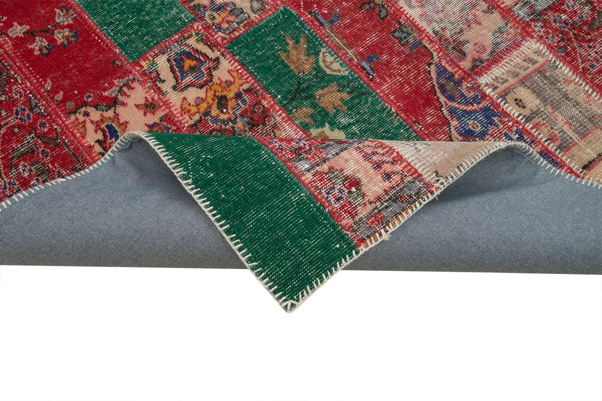 Kırk Yama Gri Patchwork Pamuk Yün El Dokuma Halısı 200x301 Agacan