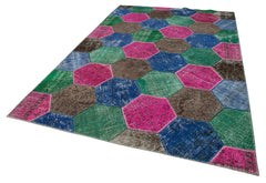 Kırk Yama Gri Patchwork Pamuk Yün El Dokuma Halısı 200x308 Agacan