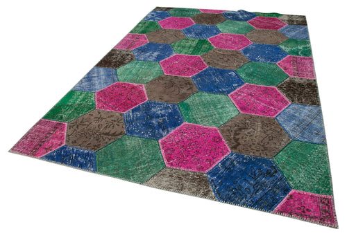 Kırk Yama Gri Patchwork Pamuk Yün El Dokuma Halısı 200x308 Agacan