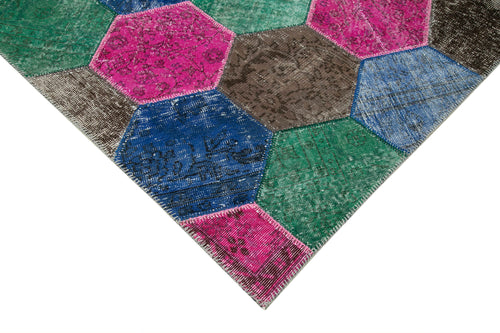Kırk Yama Gri Patchwork Pamuk Yün El Dokuma Halısı 200x308 Agacan
