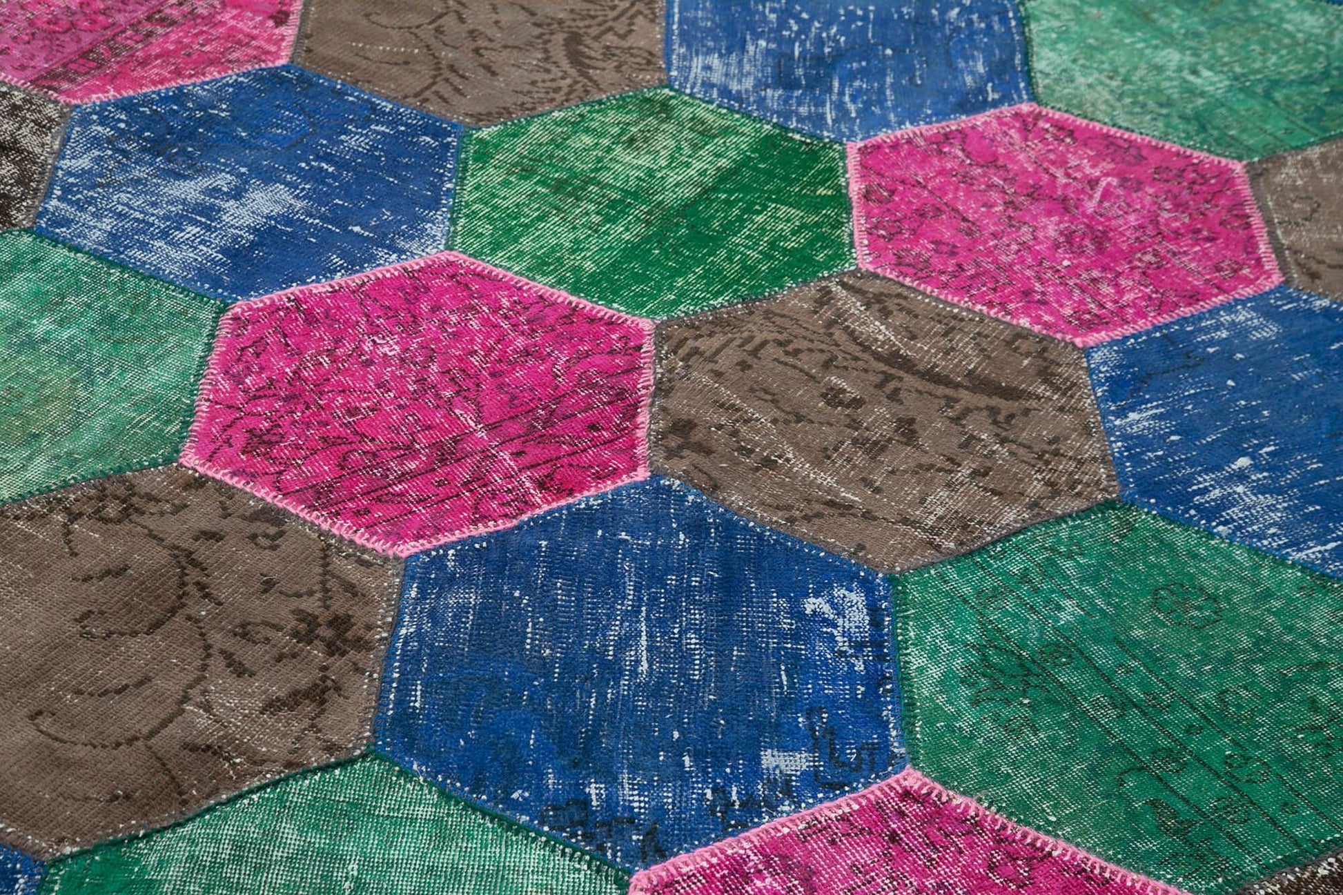 Kırk Yama Gri Patchwork Pamuk Yün El Dokuma Halısı 200x308 Agacan