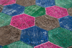 Kırk Yama Gri Patchwork Pamuk Yün El Dokuma Halısı 200x308 Agacan