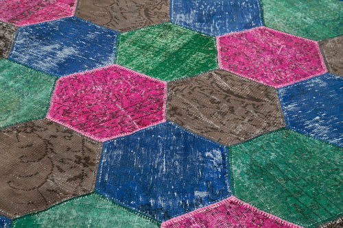 Kırk Yama Gri Patchwork Pamuk Yün El Dokuma Halısı 200x308 Agacan