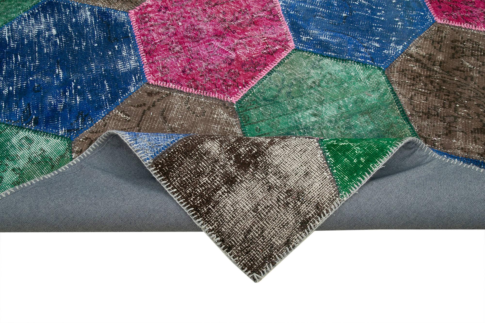 Kırk Yama Gri Patchwork Pamuk Yün El Dokuma Halısı 200x308 Agacan