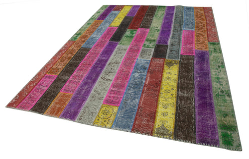 Kırk Yama Gri Patchwork Pamuk Yün El Dokuma Halısı 205x302 Agacan
