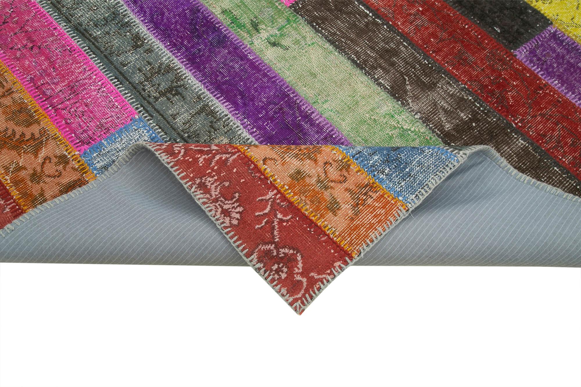 Kırk Yama Gri Patchwork Pamuk Yün El Dokuma Halısı 205x302 Agacan