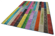 Kırk Yama Gri Patchwork Pamuk Yün El Dokuma Halısı 208x302 Agacan