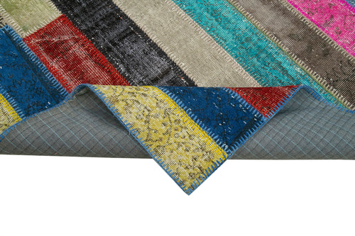 Kırk Yama Gri Patchwork Pamuk Yün El Dokuma Halısı 208x302 Agacan
