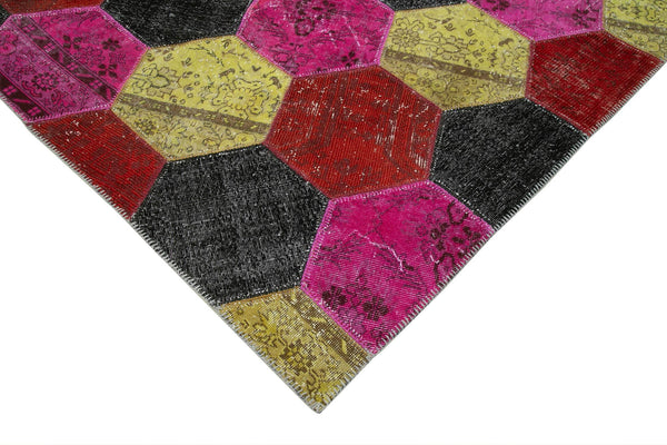 Kırk Yama Gri Patchwork Pamuk Yün El Dokuma Halısı 199x306 Agacan