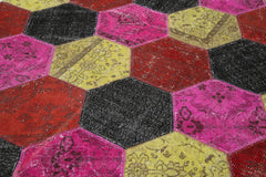 Kırk Yama Gri Patchwork Pamuk Yün El Dokuma Halısı 199x306 Agacan