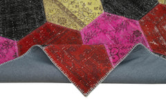 Kırk Yama Gri Patchwork Pamuk Yün El Dokuma Halısı 199x306 Agacan