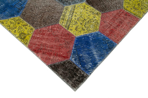 Kırk Yama Gri Patchwork Pamuk Yün El Dokuma Halısı 202x309 Agacan
