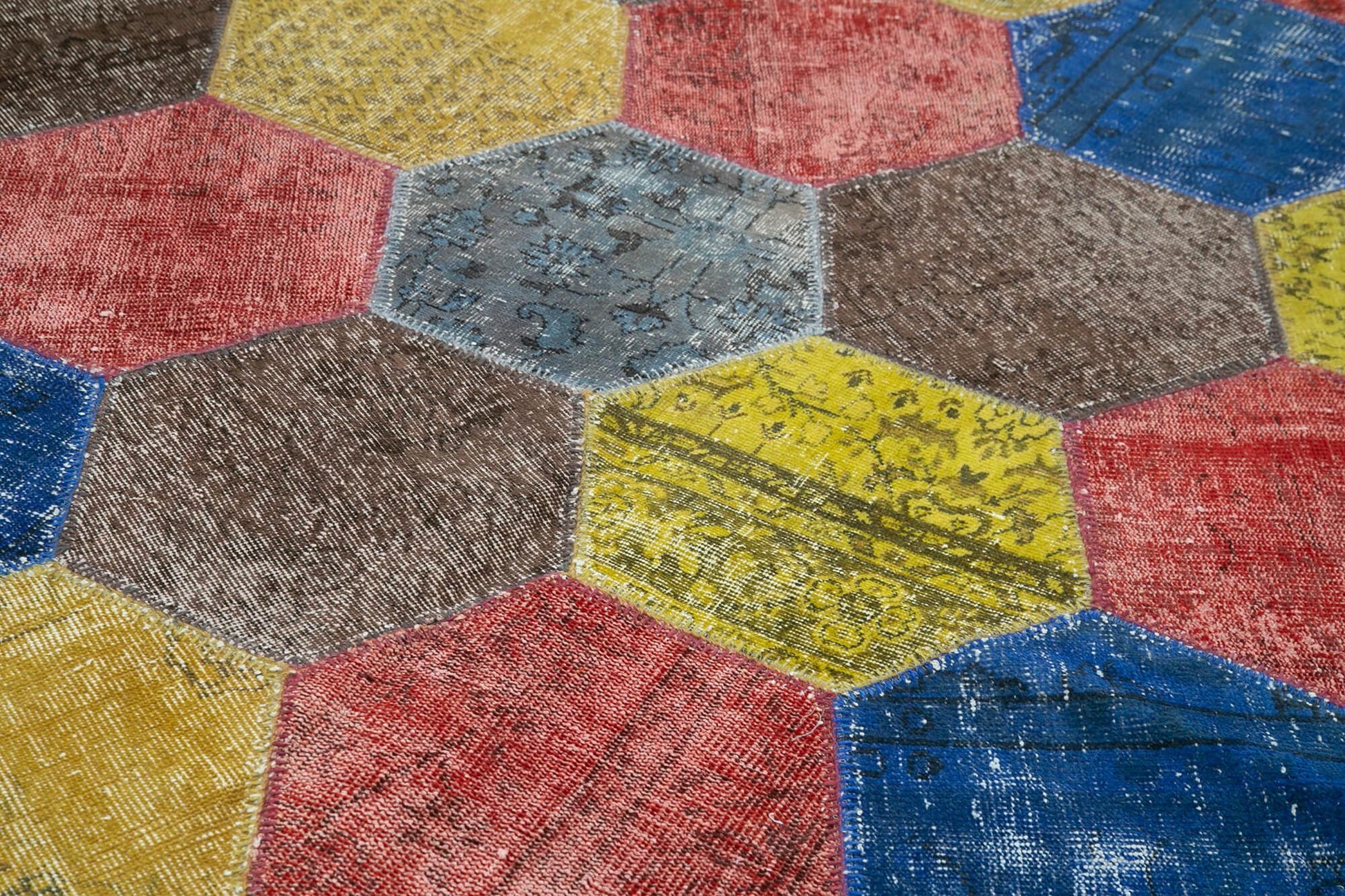 Kırk Yama Gri Patchwork Pamuk Yün El Dokuma Halısı 202x309 Agacan