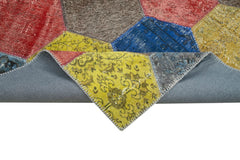 Kırk Yama Gri Patchwork Pamuk Yün El Dokuma Halısı 202x309 Agacan