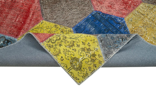 Kırk Yama Gri Patchwork Pamuk Yün El Dokuma Halısı 202x309 Agacan