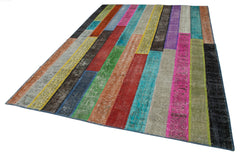 Kırk Yama Gri Patchwork Pamuk Yün El Dokuma Halısı 207x303 Agacan