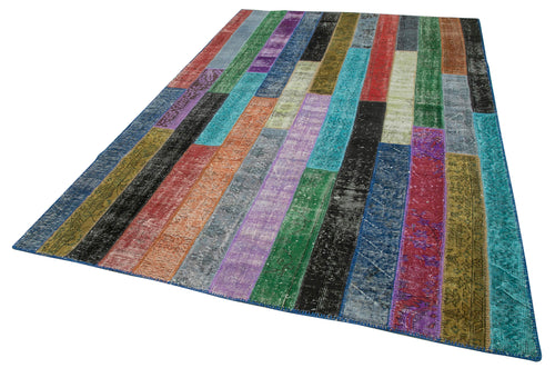 Kırk Yama Gri Patchwork Pamuk Yün El Dokuma Halısı 197x303 Agacan