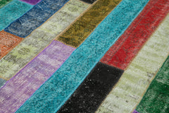 Kırk Yama Gri Patchwork Pamuk Yün El Dokuma Halısı 197x303 Agacan