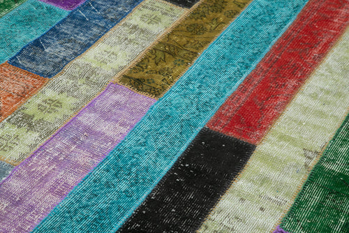 Kırk Yama Gri Patchwork Pamuk Yün El Dokuma Halısı 197x303 Agacan