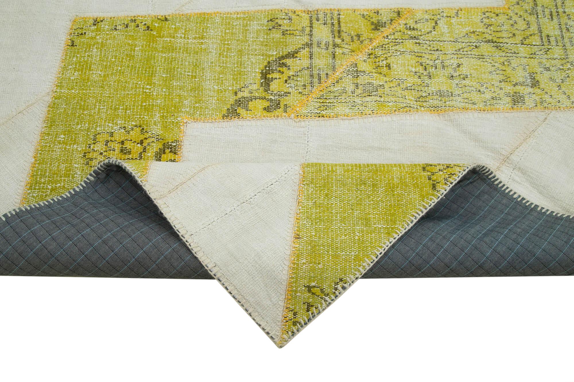 Kırk Yama Sarı Patchwork Pamuk Yün El Dokuma Halısı 200x320 Agacan