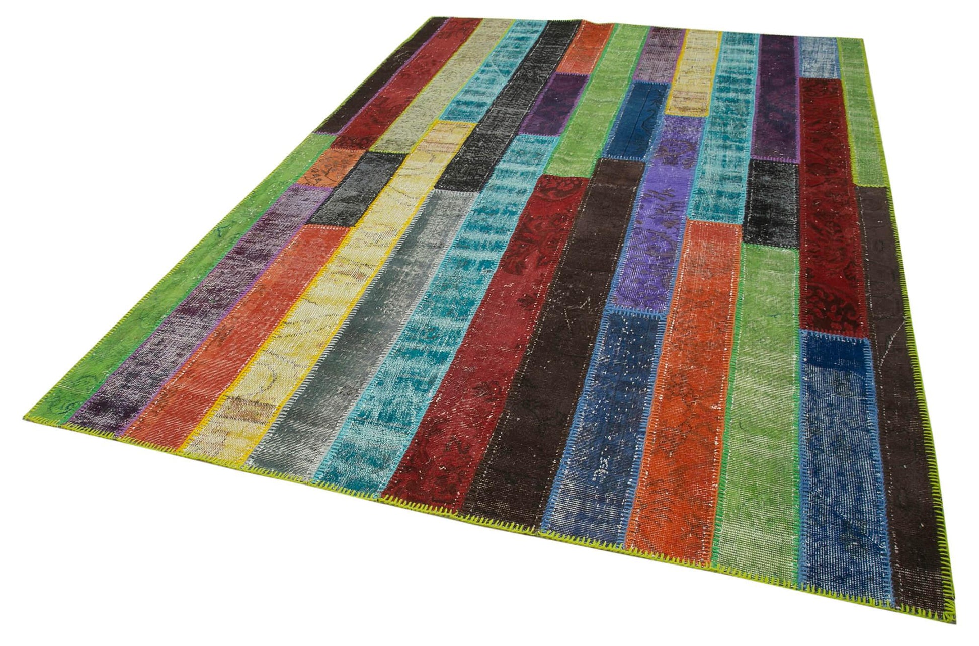 Kırk Yama Gri Patchwork Pamuk Yün El Dokuma Halısı 202x302 Agacan