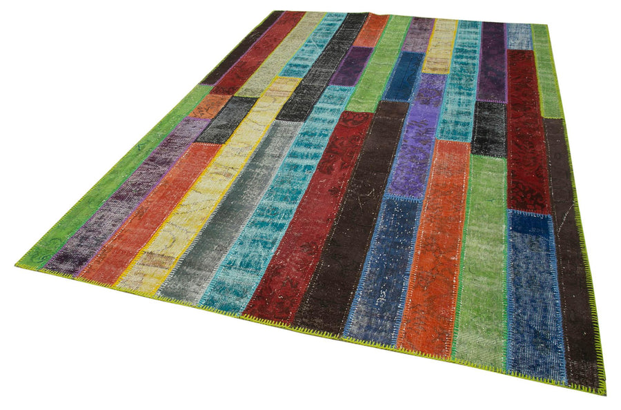 Kırk Yama Gri Patchwork Pamuk Yün El Dokuma Halısı 202x302 Agacan