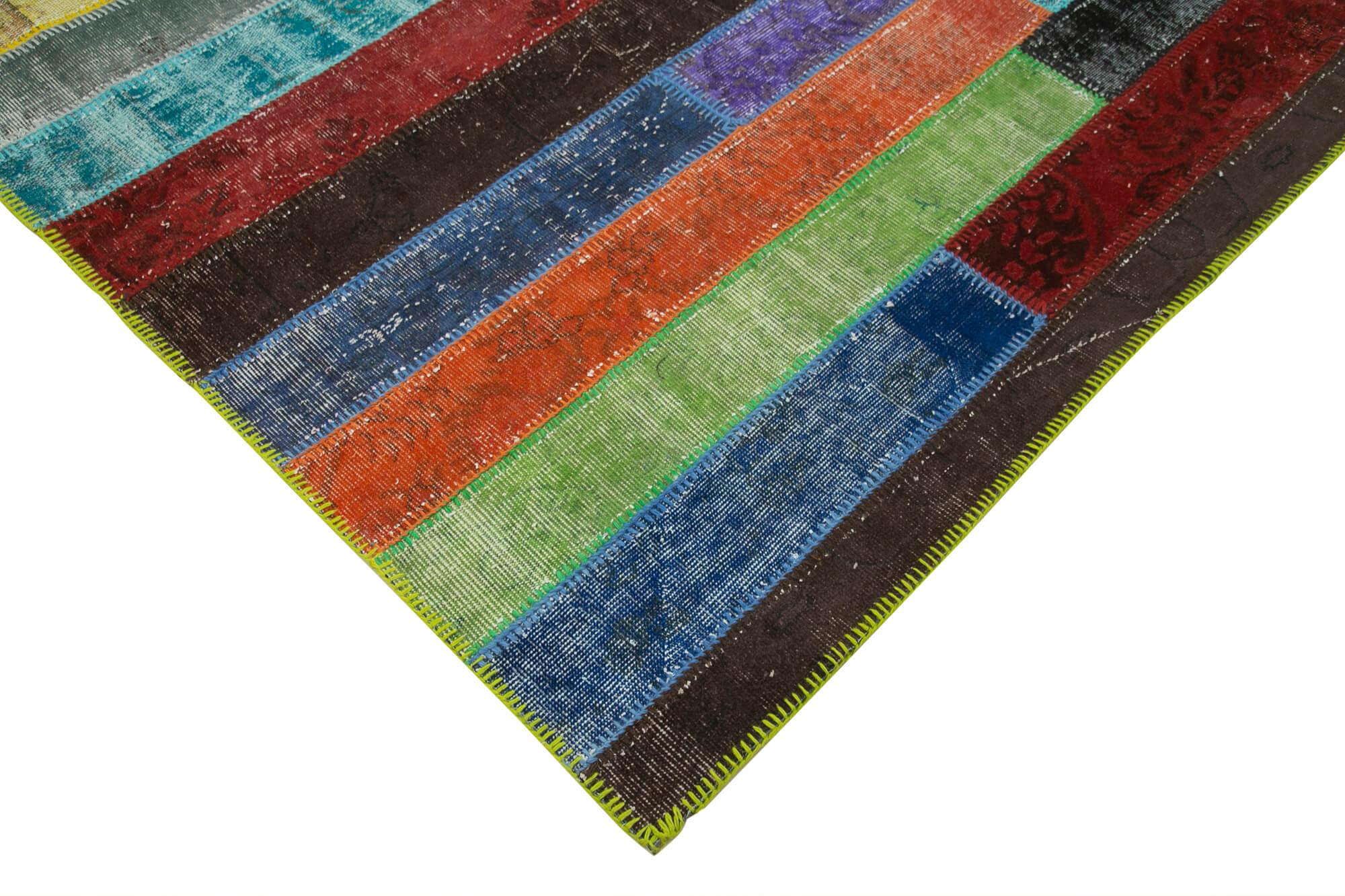 Kırk Yama Gri Patchwork Pamuk Yün El Dokuma Halısı 202x302 Agacan