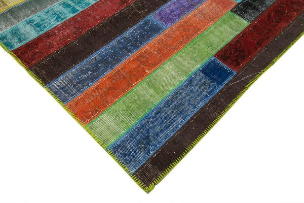 Kırk Yama Gri Patchwork Pamuk Yün El Dokuma Halısı 202x302 Agacan