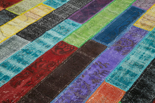 Kırk Yama Gri Patchwork Pamuk Yün El Dokuma Halısı 202x302 Agacan