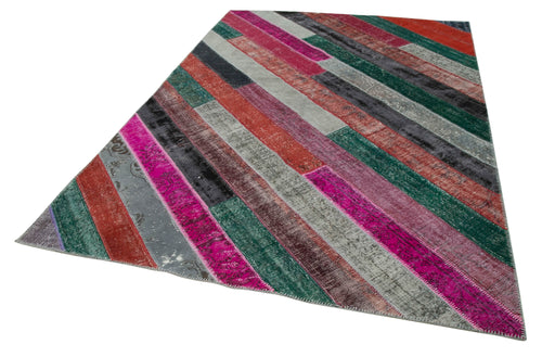 Kırk Yama Gri Patchwork Pamuk Yün El Dokuma Halısı 200x290 Agacan
