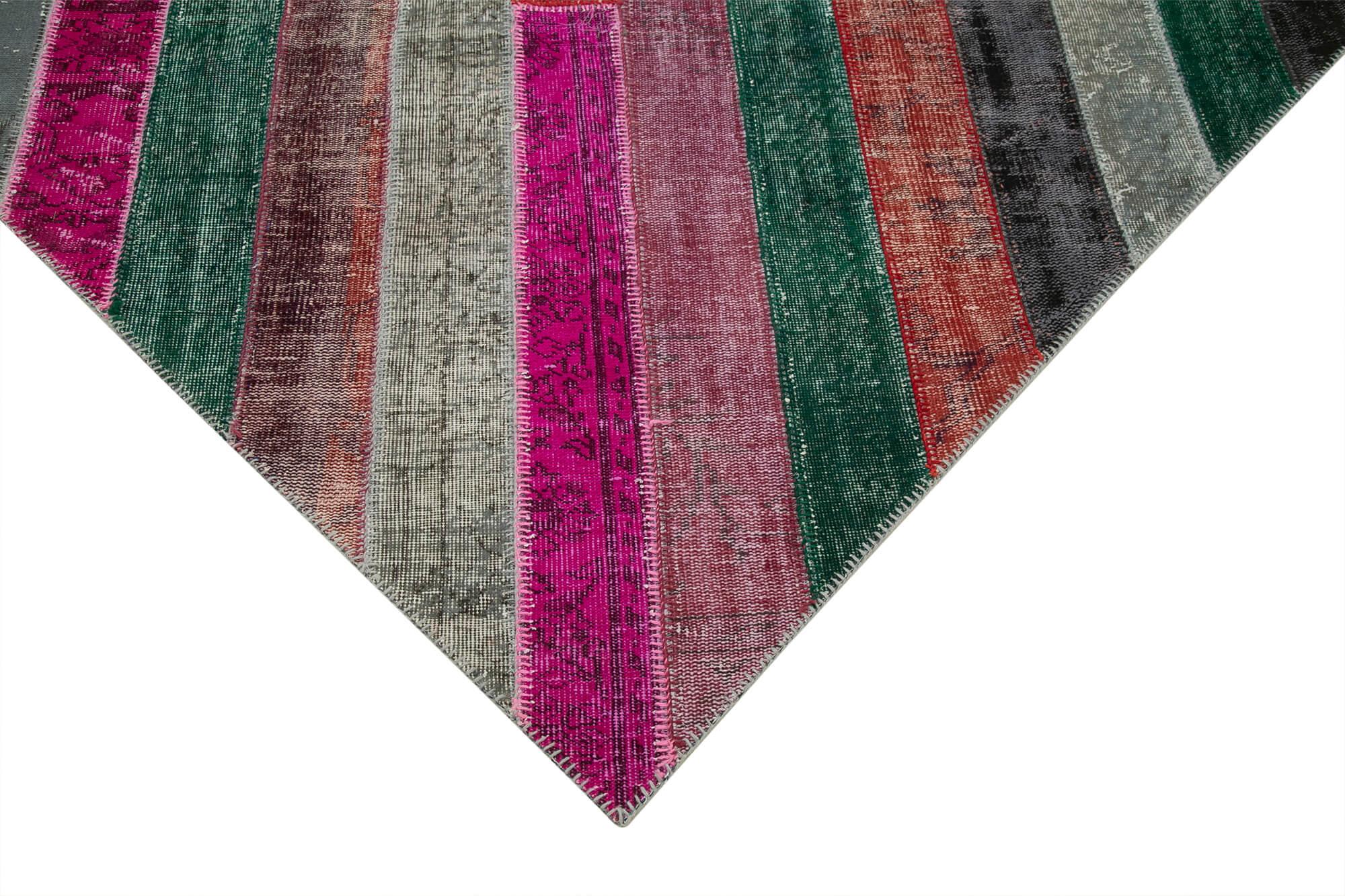 Kırk Yama Gri Patchwork Pamuk Yün El Dokuma Halısı 200x290 Agacan