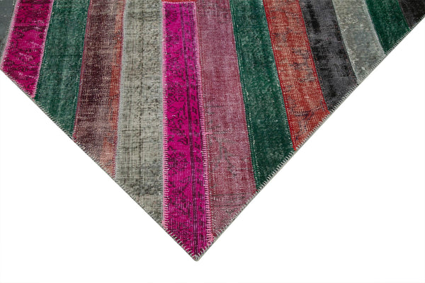 Kırk Yama Gri Patchwork Pamuk Yün El Dokuma Halısı 200x290 Agacan