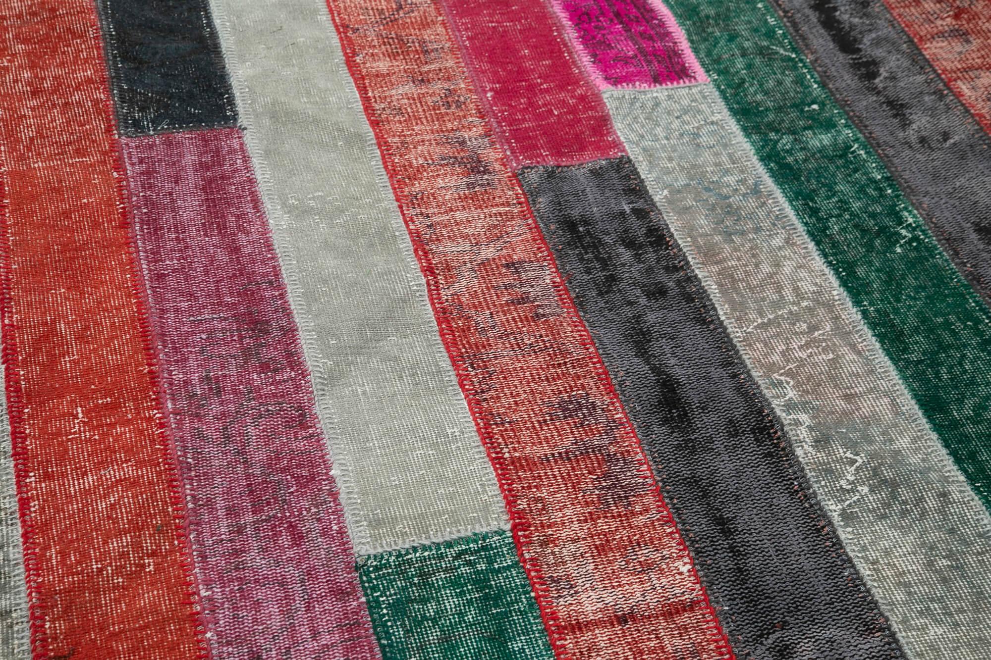 Kırk Yama Gri Patchwork Pamuk Yün El Dokuma Halısı 200x290 Agacan