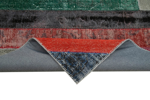 Kırk Yama Gri Patchwork Pamuk Yün El Dokuma Halısı 200x290 Agacan