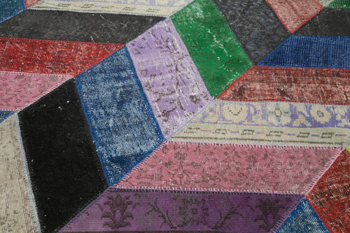 Kırk Yama Gri Patchwork Pamuk Yün El Dokuma Halısı 215x301 Agacan